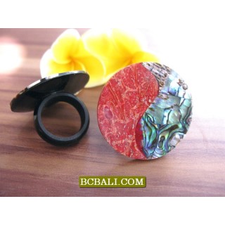 Balinese Seashells Finger Rings Resin Motif 